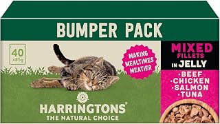 Harringtons Complete Wet Adult Cat Food Pouch Mixed in Jelly Pack 40x85g | Making Mealtimes Meatier - 80% Freshly Prepared Meat & Fish - Grain Free for Sensitive Tummies - Support Vision & Heart Heath