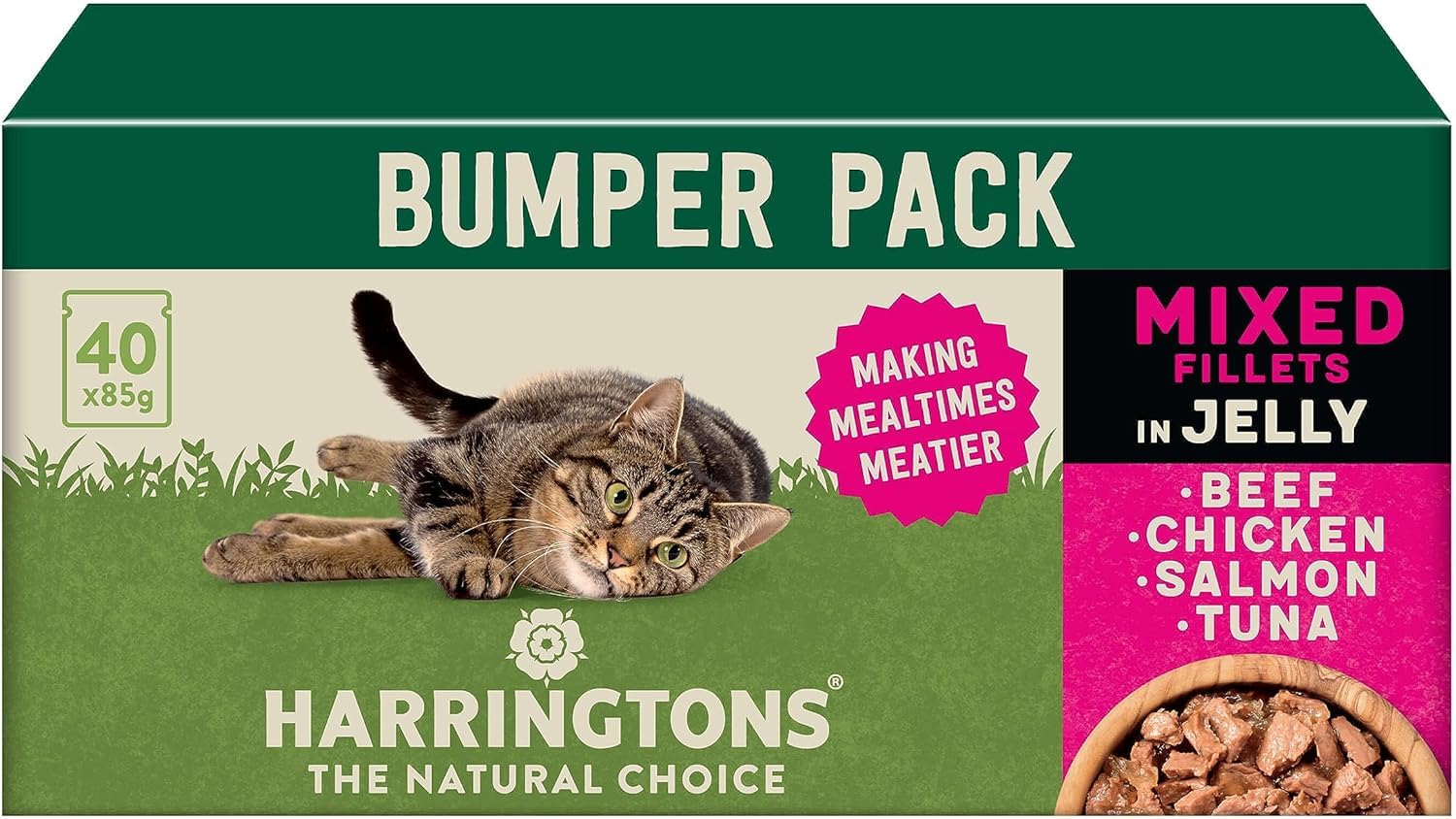 Harringtons Complete Wet Adult Cat Food Pouch Mixed in Jelly Pack 40x85g | Makin