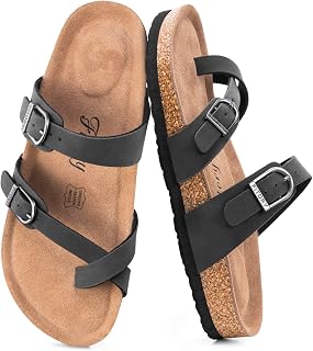 FITORY Women's Cork Footbed Sandals,Arch Support Slides