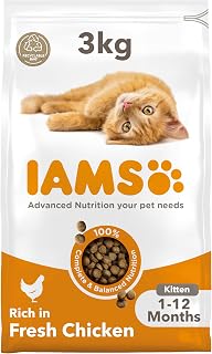 IAMS for Vitality Dry Kitten Food with Fresh Chicken, 3 kg, Packaging may vary