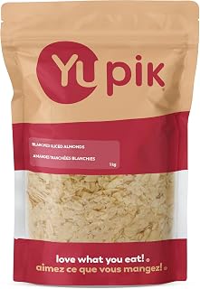Yupik Blanched Sliced Almonds, Extra Thin, 1Kg, California Almonds, Gluten-Free, Kosher, Raw, Good Source Of Protein, Fiber, Iron & Calcium, Low In Carb