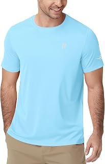 Runhit Mens Swim Shirt UPF 50+, Short Sleeve Rash Guard for Men, UV SPF Sun Protection Quick Dry Water Beach T-Shirt