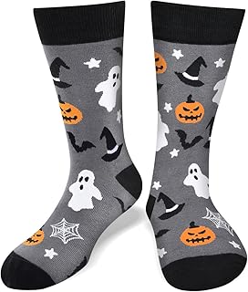 AGRIMONY Funny Halloween Socks for Men Women Teen Boys - Spooky Fun Novelty Crazy Funky Silly Cute Dress Crew Cool Socks - Halloween Beer Gifts