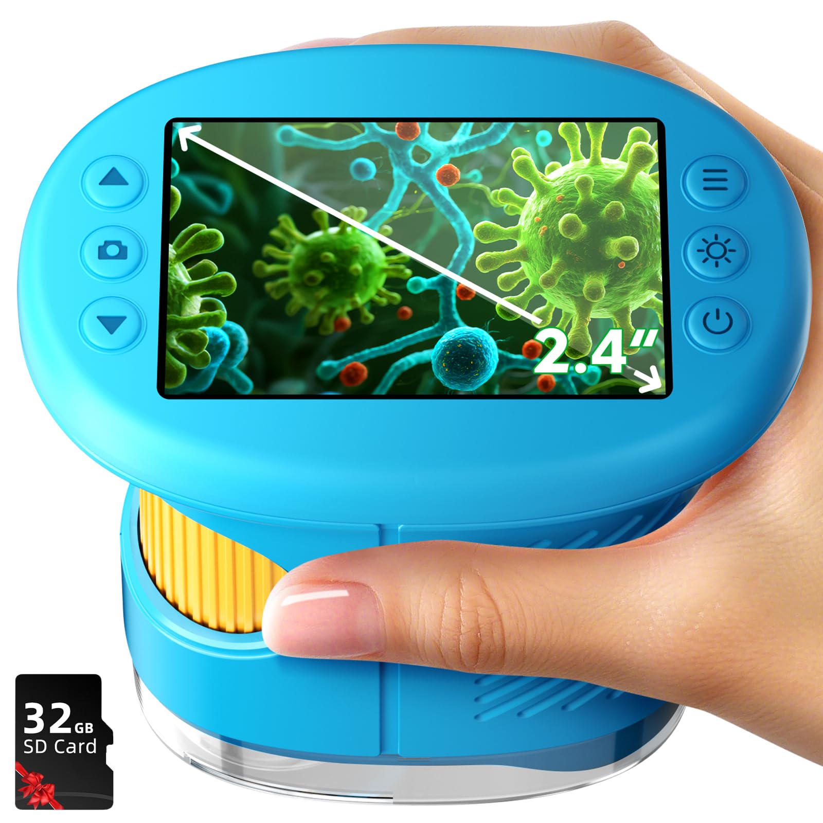 Odatay 4K 1000X Digital Microscope for Kids with 32G Card, Long Distance Viewing