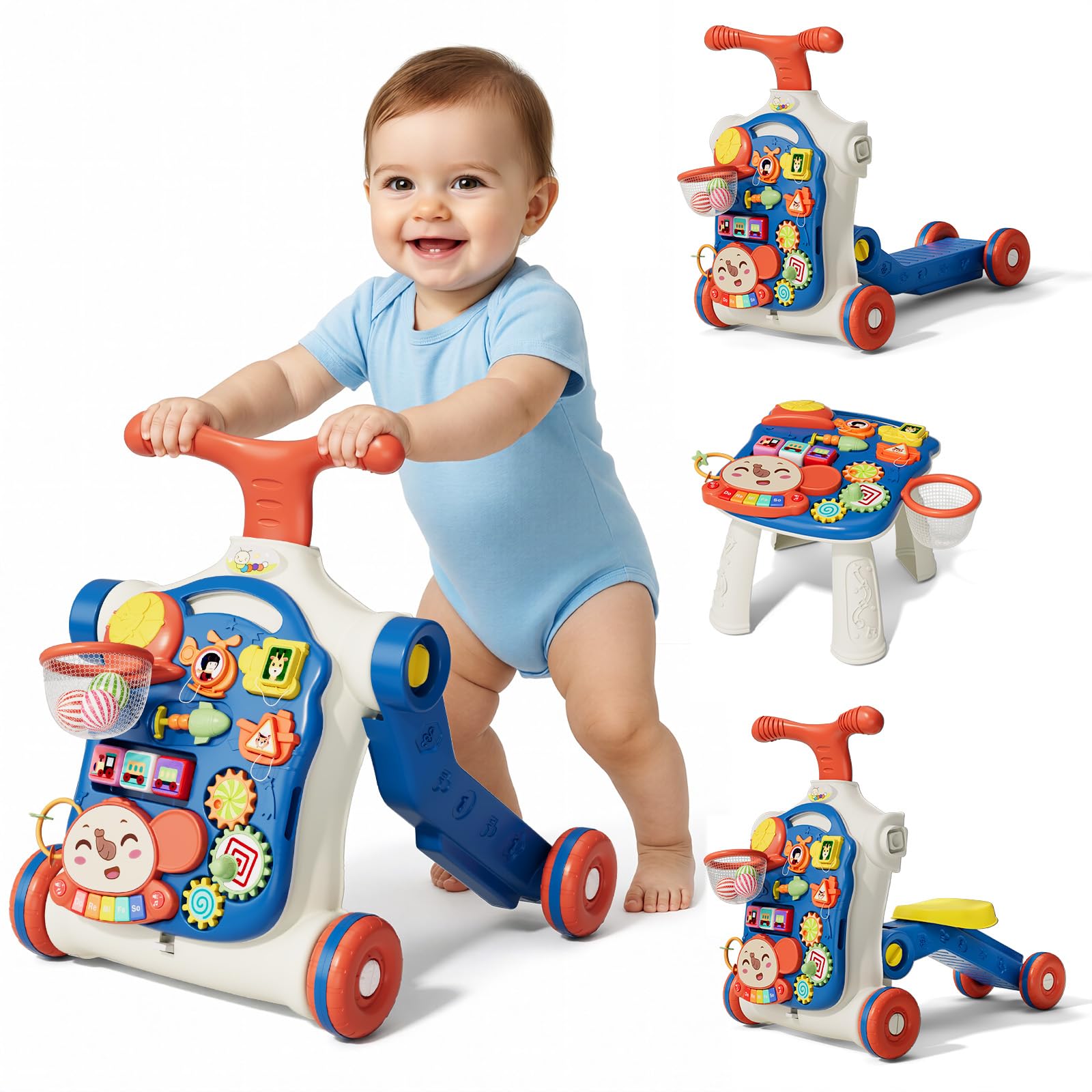 QDRAGON 5 in 1 Push Walkers for Toddler Boys | Sit to Stand Learning to Walk, Ea