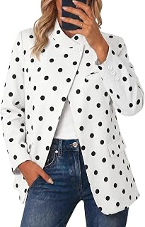 Cicy Bell Blazer a cuadros para mujer, cuello alto, frente abierto