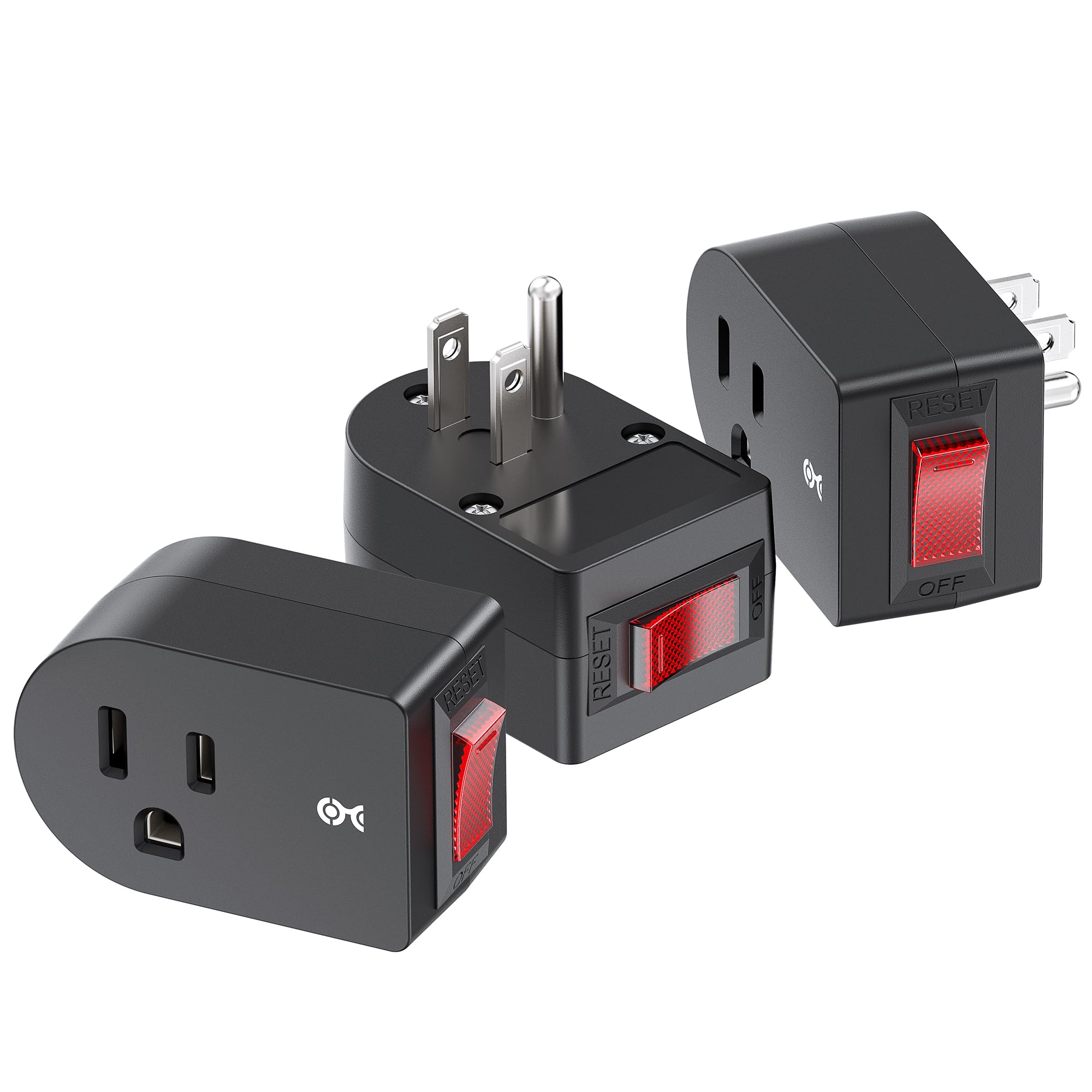 [ETL Listed] Cable Matters 3-Pack Grounded Outlet Switch, Black | On Off Switch,