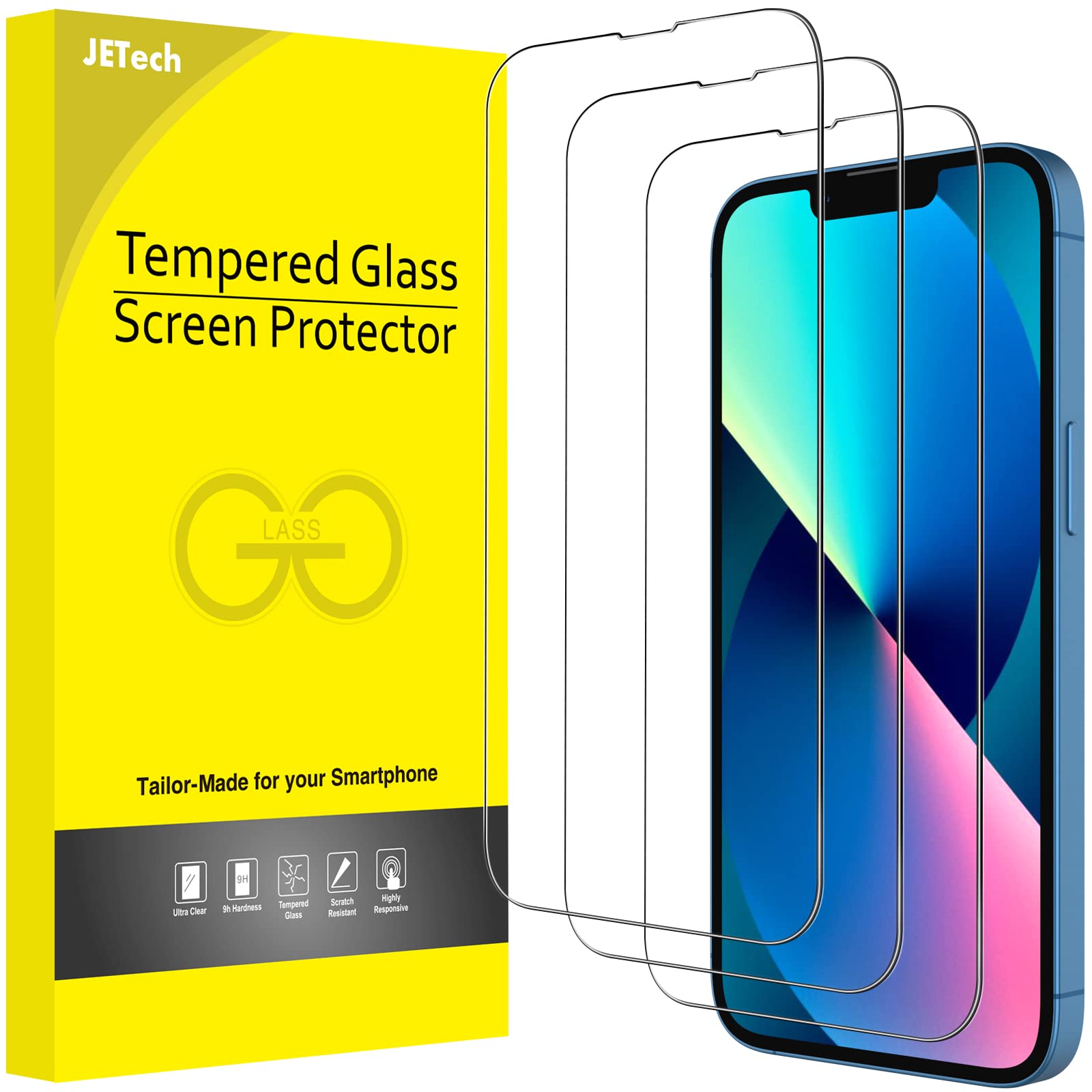 JETech Screen Protector for iPhone 13/13 Pro/17e, 3-Pack