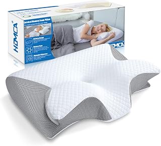 HOMCA Memory Foam Pillow, 2 in 1 Cervical Pillow for Neck Pain Relief, Ergonomic Neck Support Pillows for Side Back Stomach Sleepers with Breathable Pillowcase (Gray)