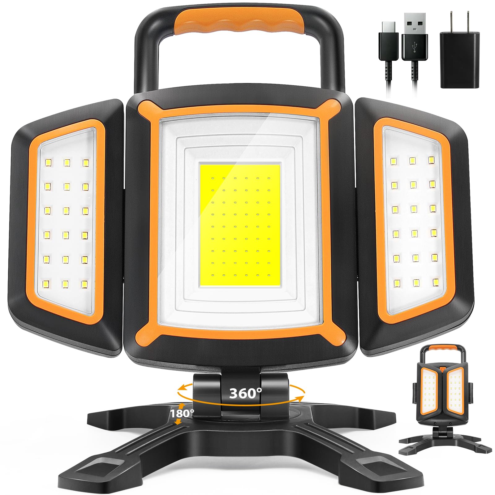 3000LM Rechargeable Work Light, Magnetic LED, Foldable & Portable