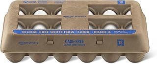 Amazon Grocery, Cage-Free Large White Eggs, Grade A, 18 Ct