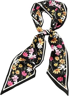 Clysoru Satin Neck Scarf for Women Printed Hair Scarves Bag Scarfs Fashion Elegant Oblique Angle Design 59" X 5.9"