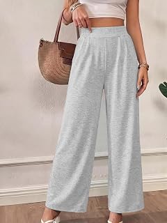 Ladies Soft Fabric High Waist Pocket Garment Style Wide Leg Pants