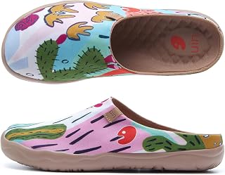 UIN Slipper Woman Travel Art Painted Shoes Wide Toe Casual Home Slip On Mules Malaga