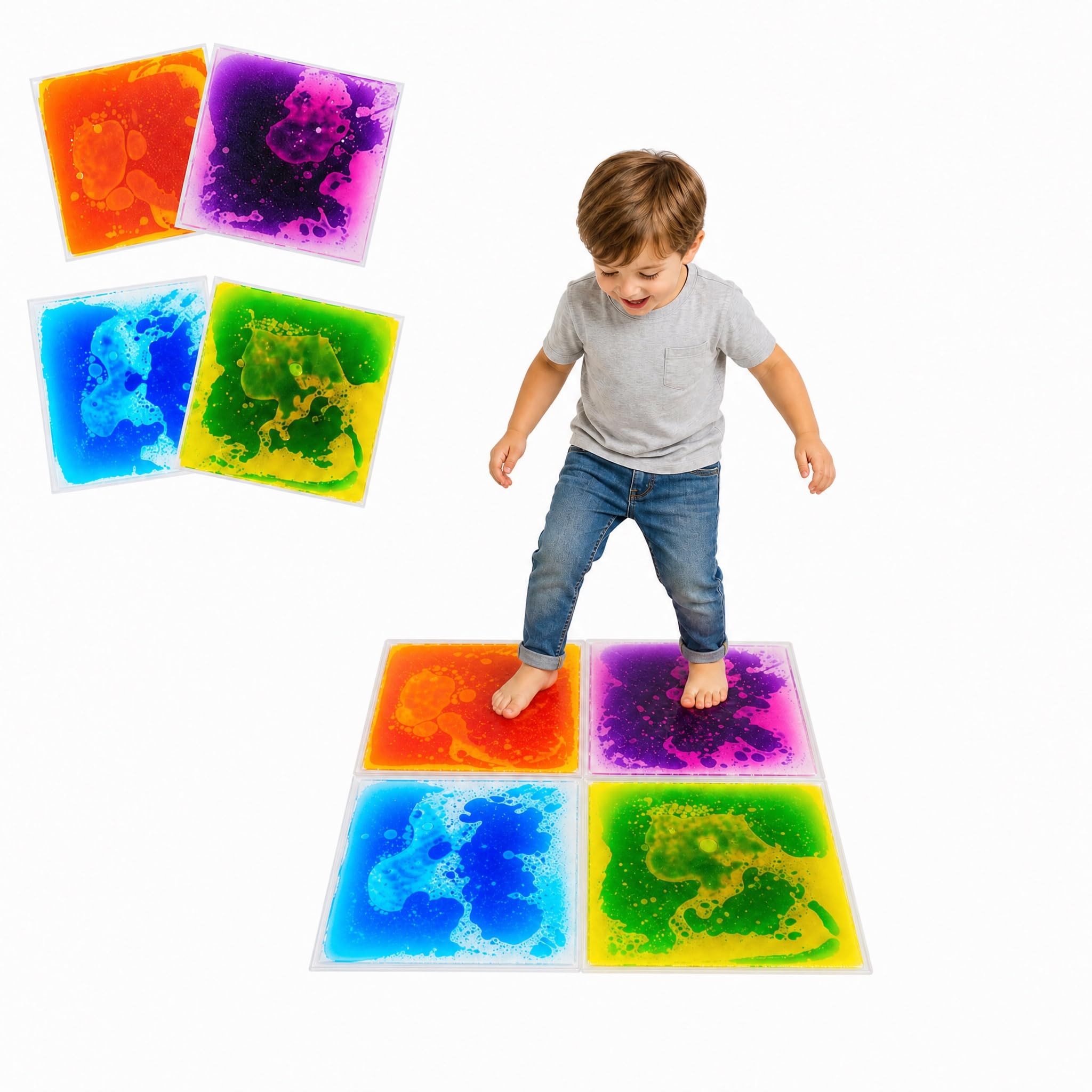 edusense Liquid Sensory Floor Tiles Non-Slip Autism Home&Classroom Play 3+ | Non