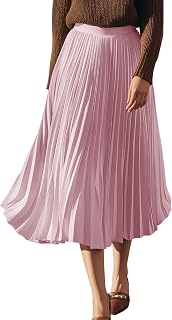 GRACE KARIN Pleated Midi Skirt for Women Chiffon A-Line Outfits