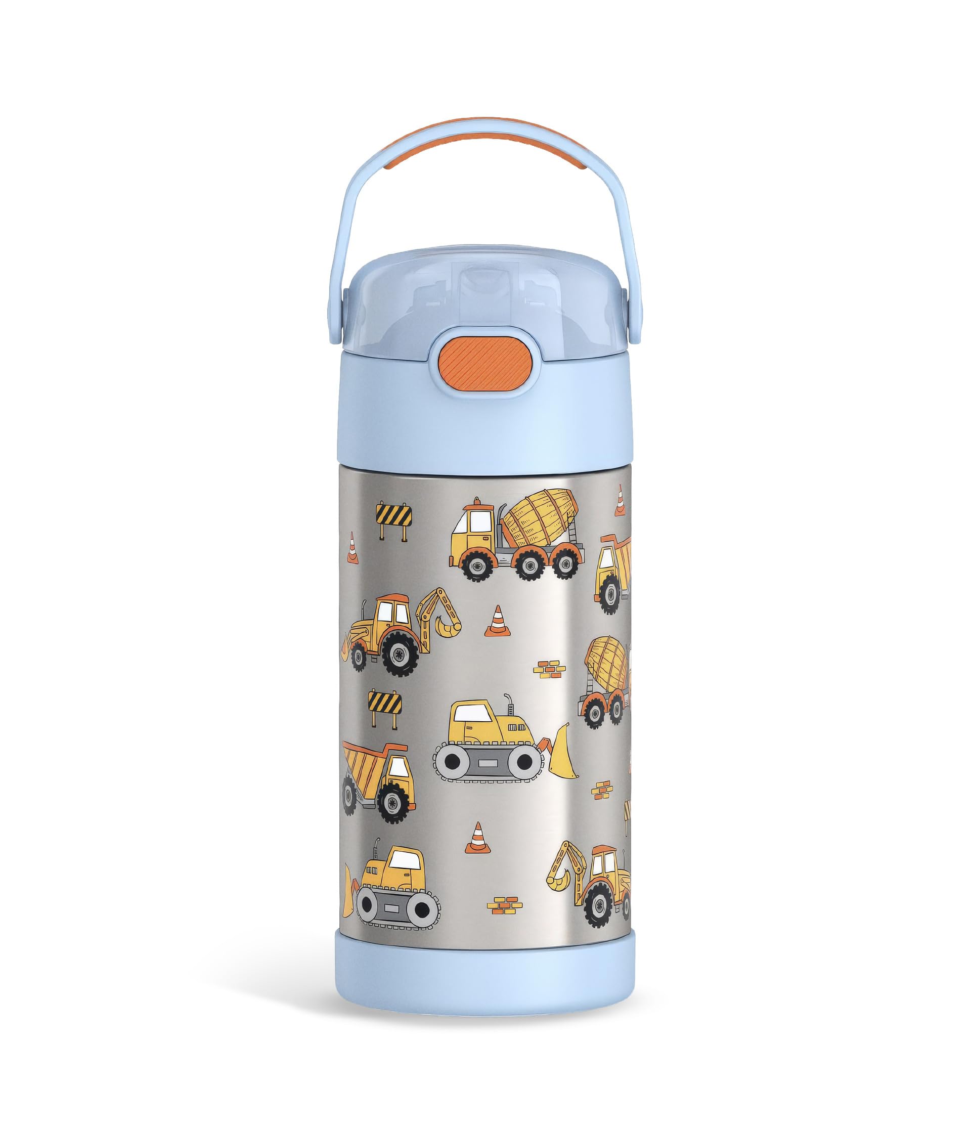 THERMOS FUNTAINER Water Bottle with Straw, 12oz, Construction | Kids Stainless S