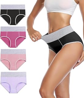 wirarpa Women's Briefs High Waist Cotton Knickers 4 Pack