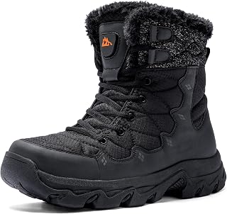 Mens Winter Snow Boots Water Resistant Non Slip Faux Fur Lined