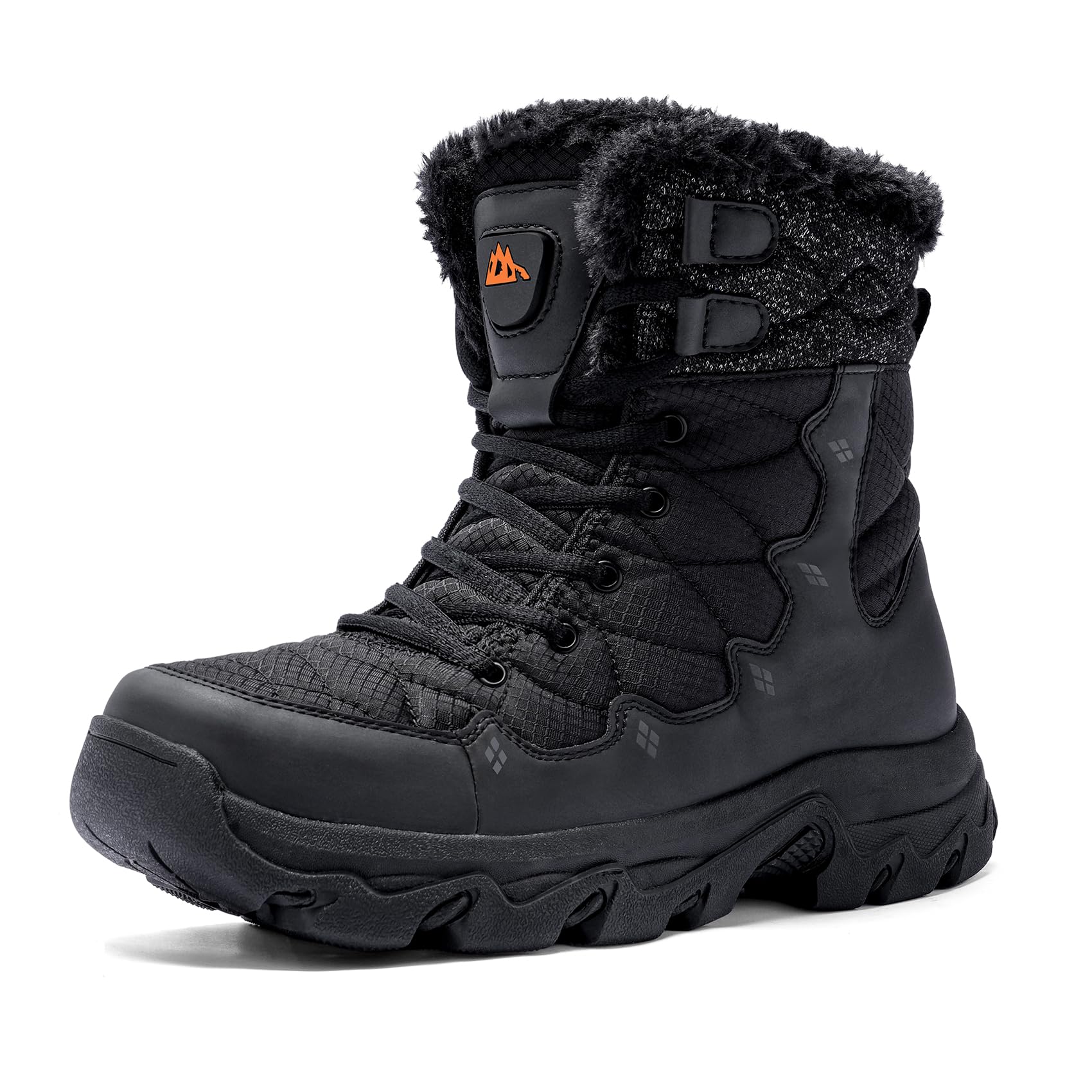 Mens Winter Snow Boots Water Resistant Non Slip Faux Fur Lined