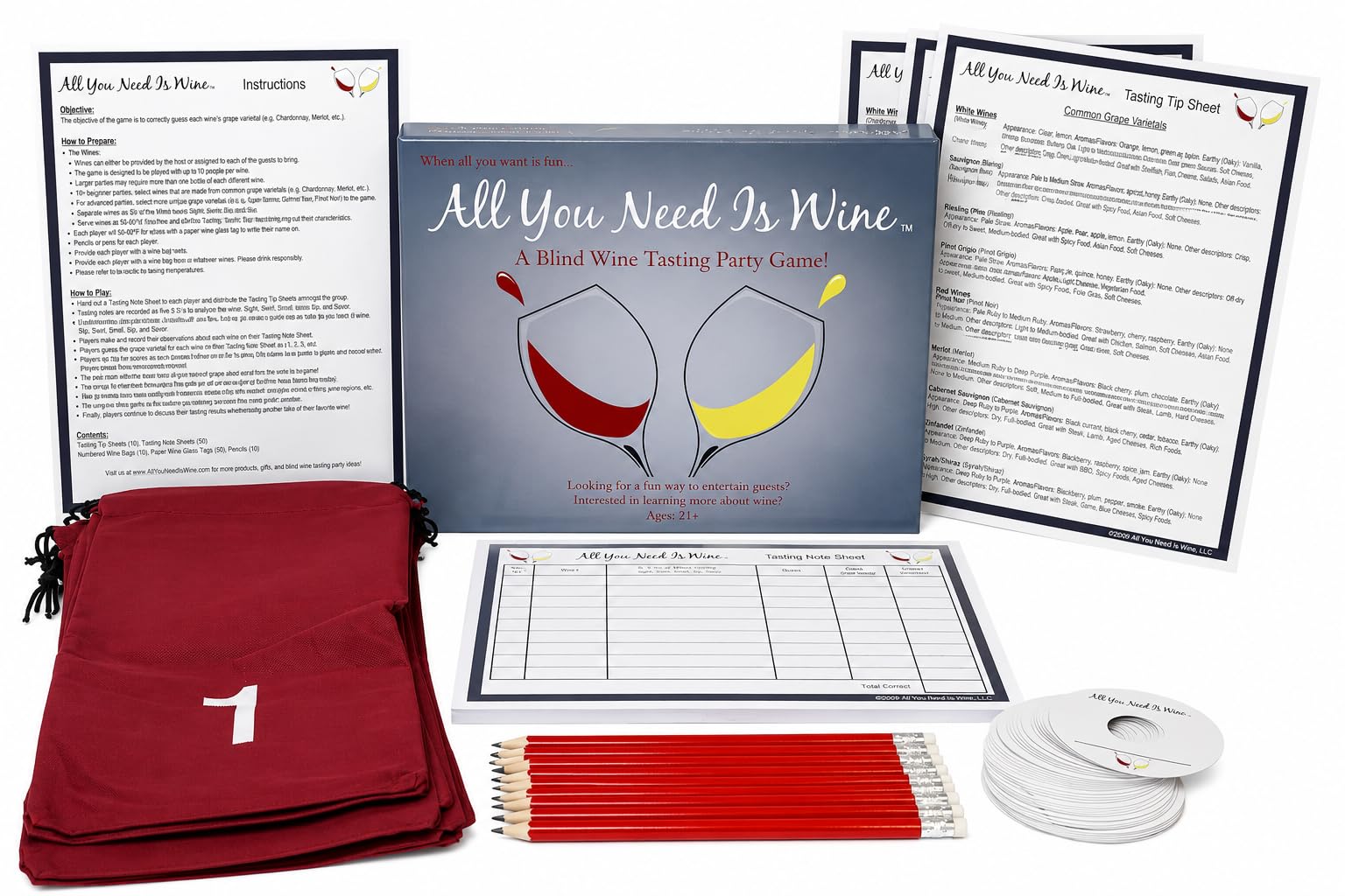 ALL YOU NEED IS WINE A BLIND WINE TASTING PARTY GAME! Wine Game Kit