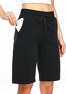 WILLIT Women Cotton Shorts Yoga Pants Long Pants Knee Length Summer Workout Pants 10" with Pockets
