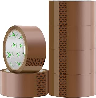 iSOUL Parcel Tape, 6 Rolls Packing Tape - Low Noise, Strong Heavy Duty Brown Tape, 48mm x 66m; Ideal For Packaging Moving Boxes
