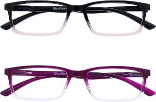 OPULIZE See - Filter Glasses Set of 2 Blue Light Narrow Frame Spring Hinges Improve Sleep Gaming Computer Anti Reflection Pink to Black Purple Men Women BB9-45 +0.00