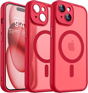 CANSHN Magnetic Shockproof for iPhone 15 Case, Red