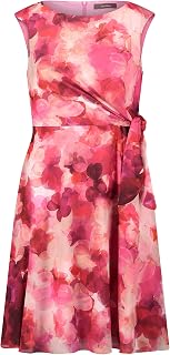 Vera Mont Women's Cocktail Dress with Tie Belt, Pink/Red, 14