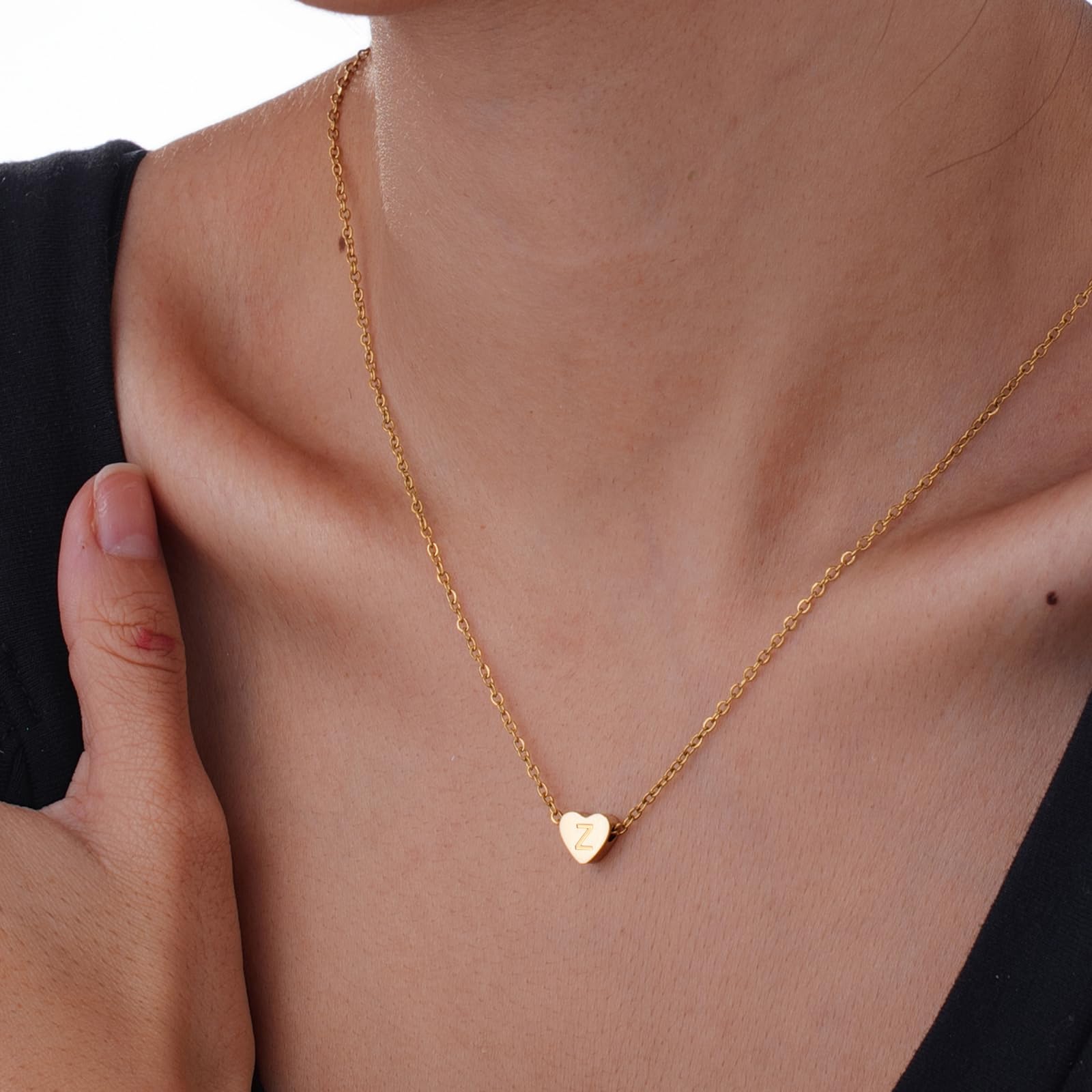A-Z Initial Pendant Necklace, Personalized Stainless Steel Jewelry for Women, Si