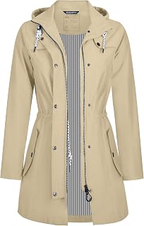 Women's Rain Jacket Long Waterproof Breathable Transition Jacket Hooded Outdoor Jacket S-3XL