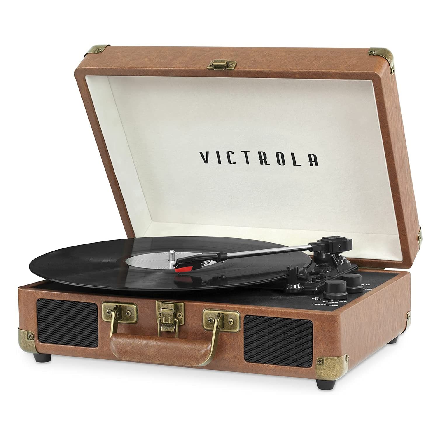 Victrola Journey - Bluetooth Suitcase Record Player - Brown | Built-in stereo sp