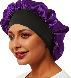 Silk Bonnet Satin Sleep Cap Sleep Cap for Men and Women, Soft Elastic Wide Headband for Natural Curly Hair
