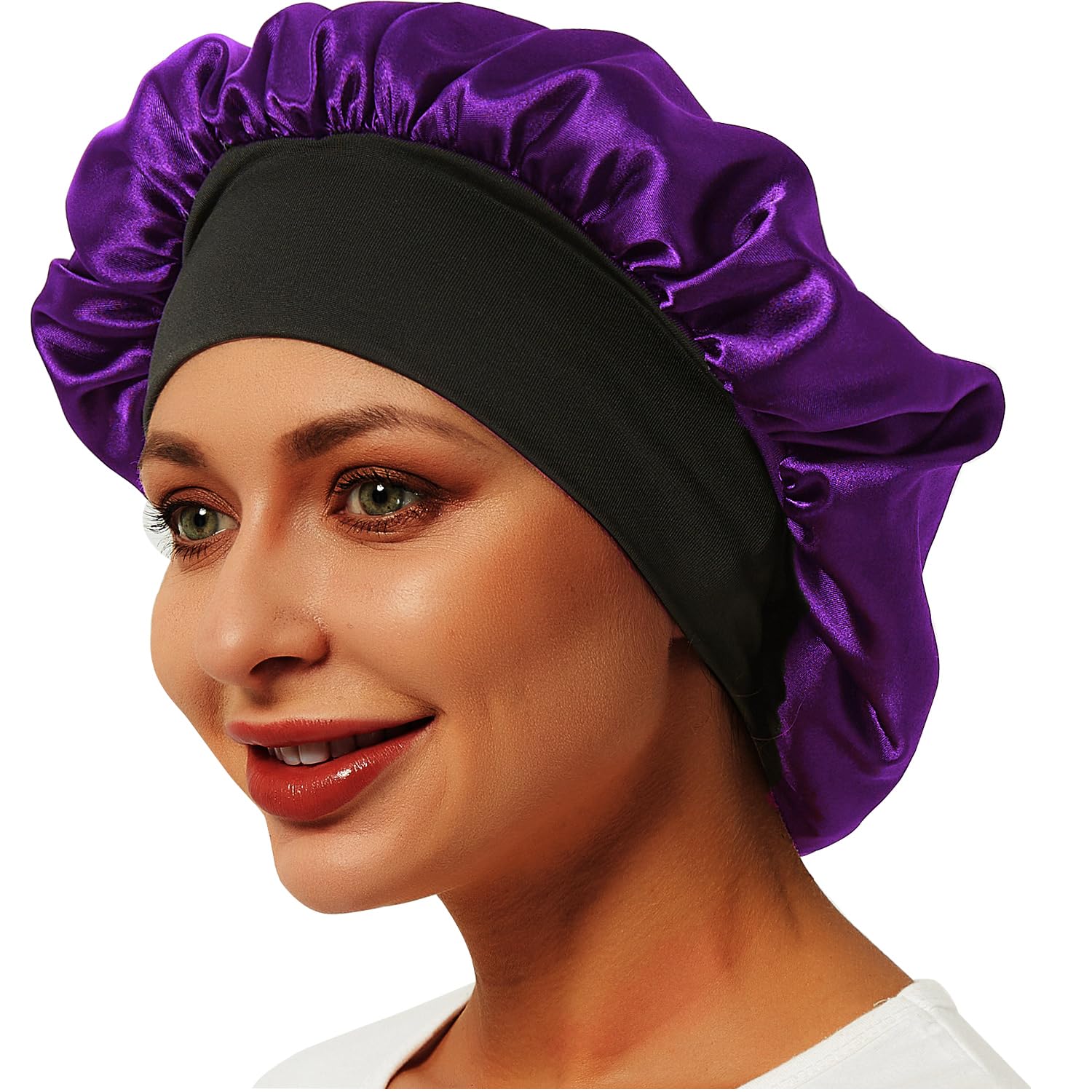 Silk Bonnet Satin Sleep Cap Sleep Cap for Men and Women, Soft Elastic Wide Headb