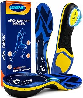 Arch Support Orthotic Shoe Insole Insert for Flat Feet Women Men, Plantar Fascia Foot Stress Relief Heel Arch Support, Insoles for Standing All Day Work Boots