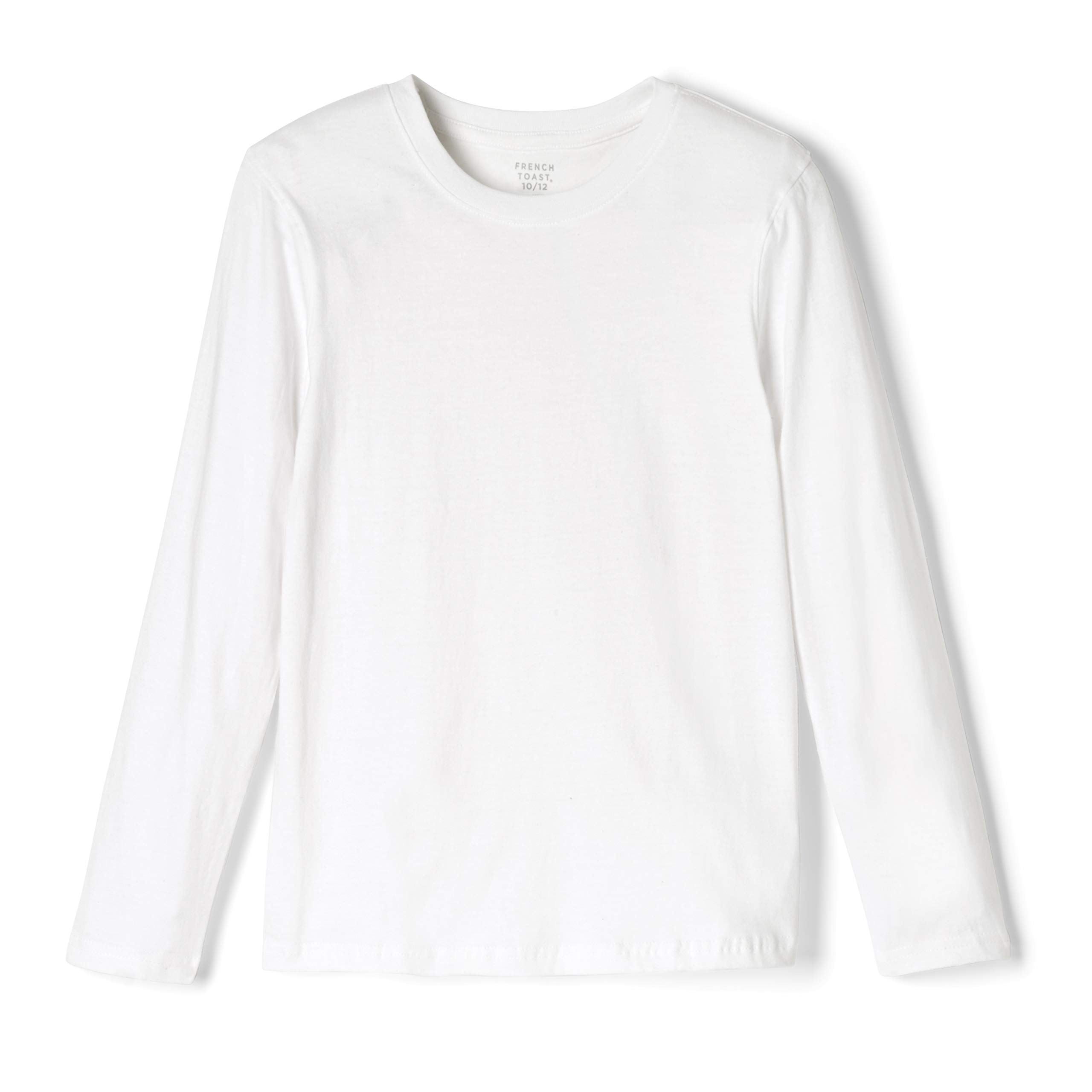 French Toast Boys' Little Long Sleeve Crewneck Tee, White, 7