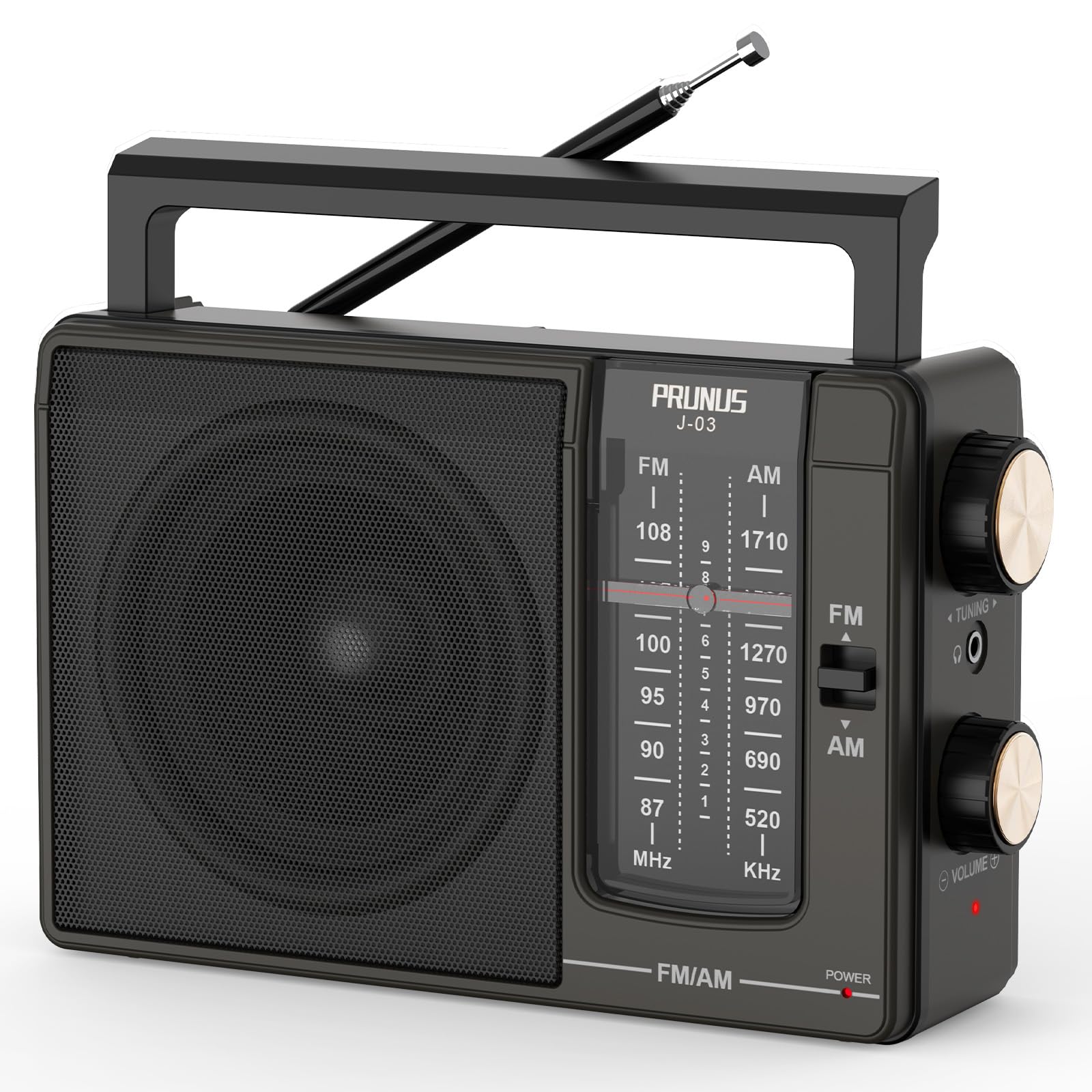 PRUNUS J-03 AM FM Radio Portable Plug in Wall&AA Battery for Home/Outdoor | Larg