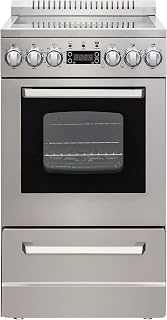 Avanti Electric Range Oven ELITE Series Compact Design, 2-Cu.Ft. Capacity with 4 Coil Burners, Framed Glass Oven Door, Storage Drawer and Broiler with Pan, 20-Inch, Stainless Steel