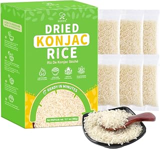 Soeos Dried Konjac Rice, 6-Pack (60g Each, 12.7oz),Individual Portion Shirataki Alternative,Plant-Based Grain Alternative, Ideal for Stir-Fries and Soups
