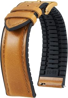 BINLUN Leather Watch Bands 14mm 16mm 18mm 19mm 20mm 21mm 22mm Watch Strap Leather Quick Release Oil Wax Leather and Silicone Hybrid Replacement Strap for Men Women 6 Colors