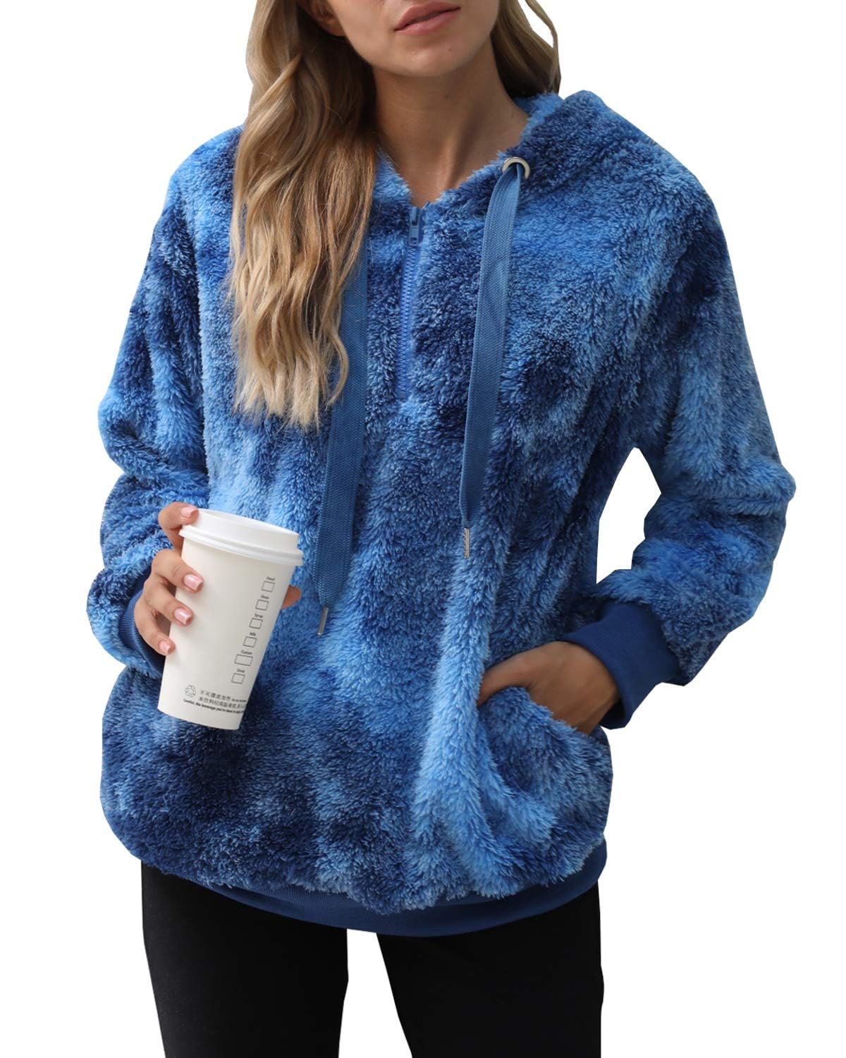 ReachMe Womens Oversized Sherpa Hoodie Pullover Fleece Sweatshirt