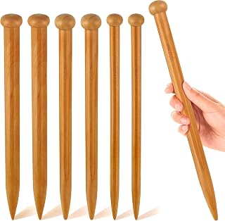 MTLEE 6 Pcs 14 Inch Large Wooden Knitting Needles Straight, 15mm 20mm 25mm