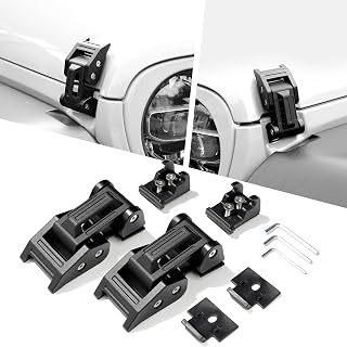 SEVEN SPARTA Hood Latches for Jeep Wrangler JK/JKU, JL/JLU &amp; Gladiator JT | OEM-Style, Aluminum Upgrade, Hood Flutter Reduction, Durable Hood Catches for 2007-2026 Wrangler JK/JKU JL/JLU &amp; JT