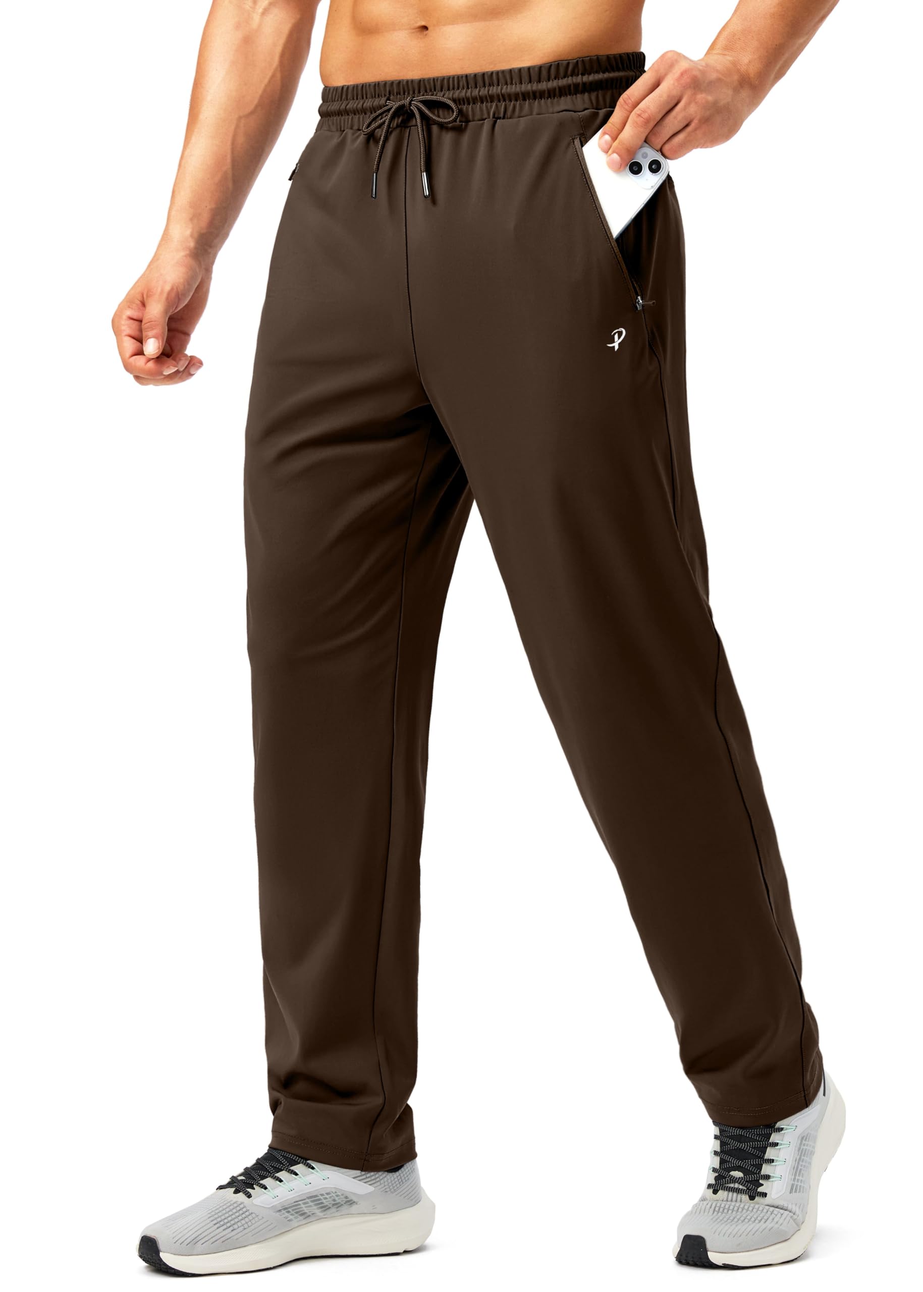 Pudolla Men's Sweatpants Workout Athletic Pants with Zipper Pockets