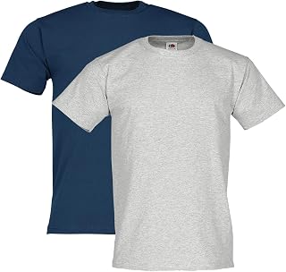 Fruit of the Loom Pack of 2 Heavy Cotton Men's T-Shirt + Free Web-Textilien24 Fabric Bag - S M L XL XXL 3XL - Various Colour Sets
