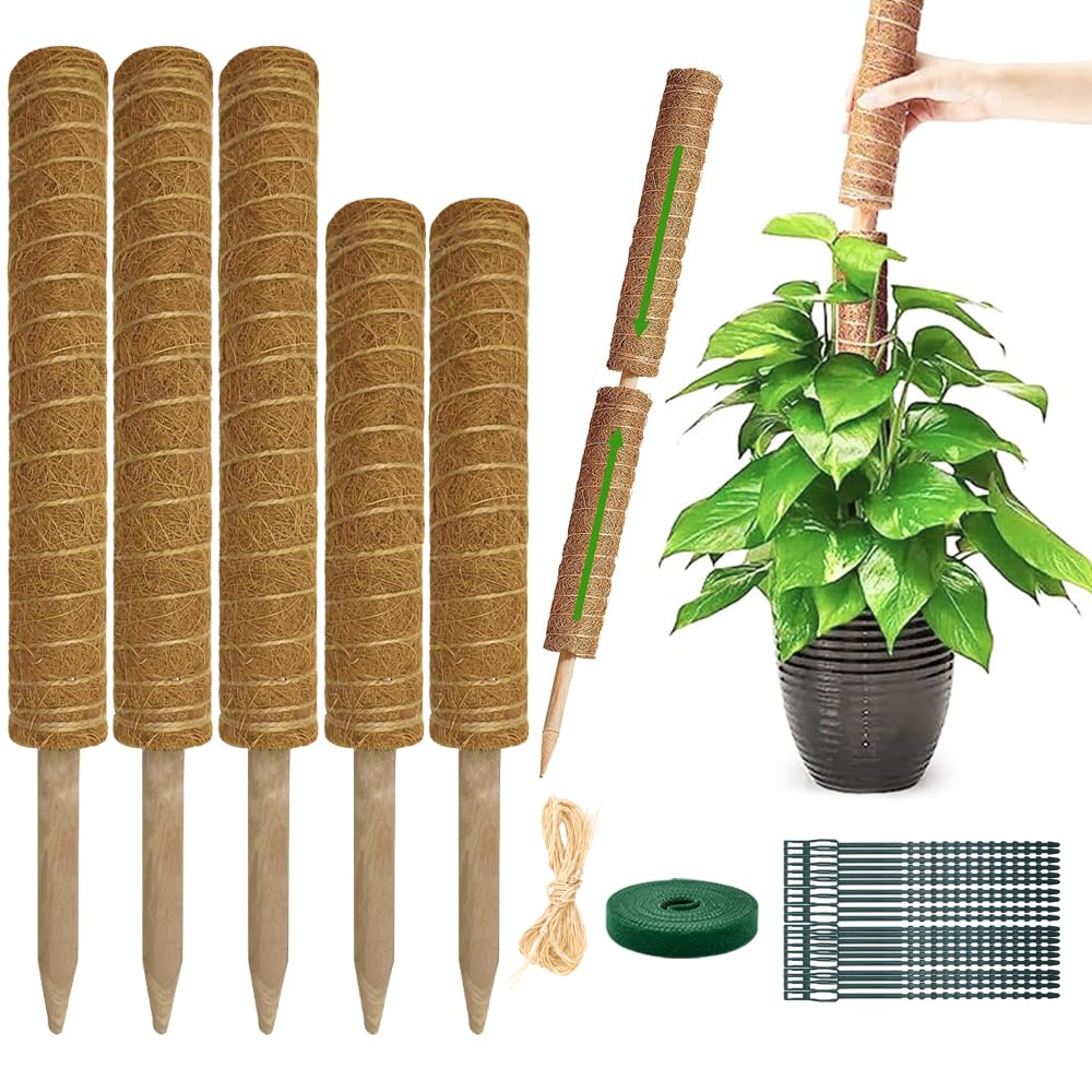 Moss Pole Monstera Plant Support, 5 Pack Plant Stakes | Plants Climber Support M