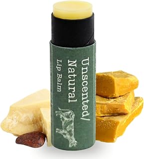 Hearth & Homestead Handmade Beef Tallow Lip Balm - 100% Grass Fed, Beeswax & Organic Cocoa Butter - Natural Chapped Lip Repair - Unscented - .33oz