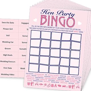 Hen Party Bingo Game – 20 Players with Calling Cards – Fun Pink Hen Do Game | 20 player bingo game • Includes calling cards and word grid • Easy hen party icebreaker • Designed and printed in the UK