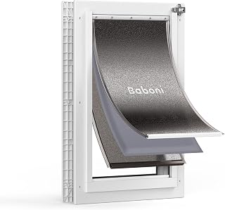 Baboni Dog Door for Door,3-Flap,Durable Plastic Frame,Large | Pets Up to 100 Lb,for Interior and Exterior Doors,Aluminum Lock,Metal Panel,Strong Magnetic Flaps, Never Rust
